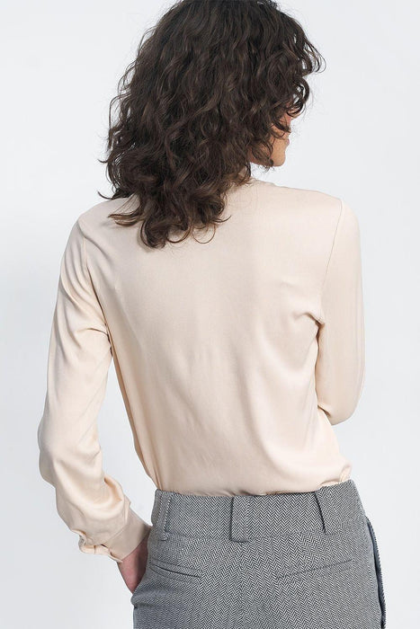 Versatile Long Sleeve Viscose Shirt with Elegant Stand-Up Collar for Autumn