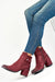 Chic Almond Toe Eco-Suede Heeled Boots with Decorative Strap