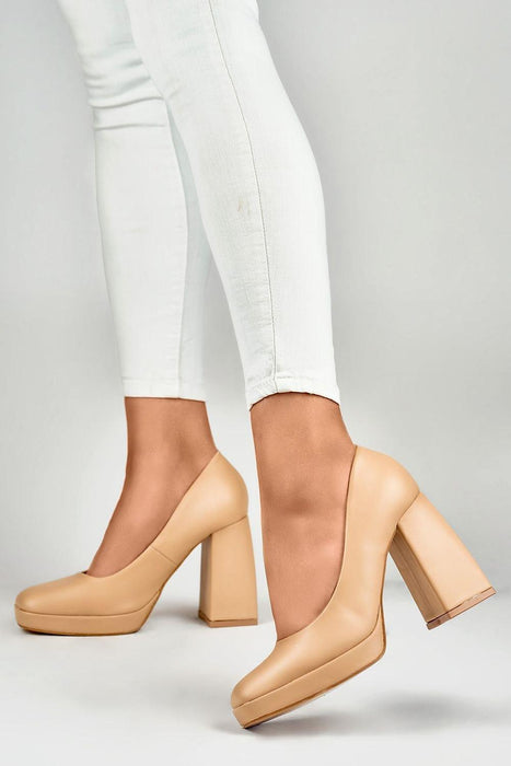 Sustainable Chic Chunky Heel Square Toe Pumps