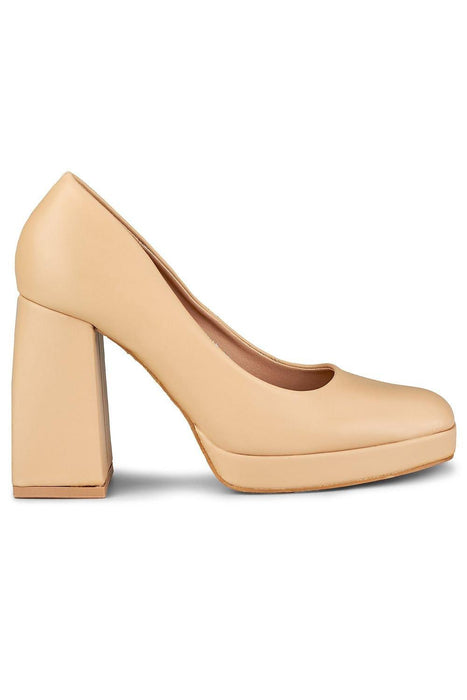 Sustainable Chic Chunky Heel Square Toe Pumps