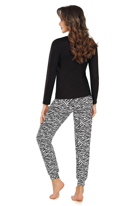 Zebra Elegance Lace-Trimmed Pajama Set