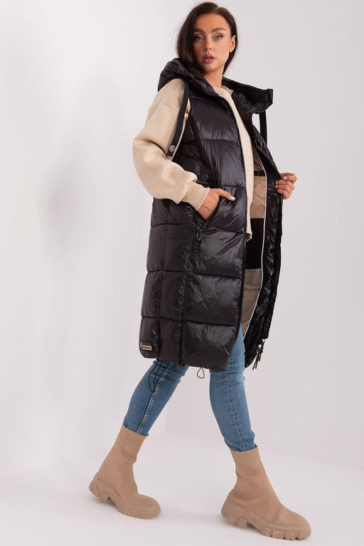 Hooded Quilted Gilet with Functional Zippered Pockets