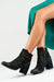 Chic Almond Toe Eco-Suede Heeled Boots with Decorative Strap