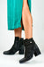 Chic Almond Toe Eco-Suede Heeled Boots with Decorative Strap