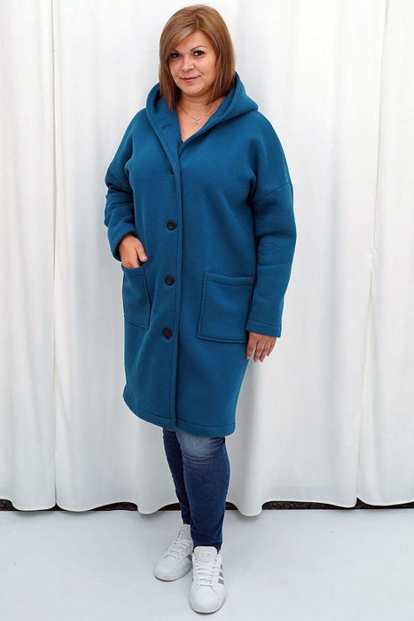 Chic Plus Size Knitted Hooded Blouse Coat - Karko Collection