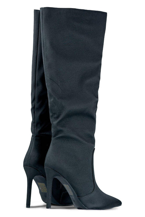 Luxe Satin Stiletto Winter Boots - Chic Elegance for Cold Days