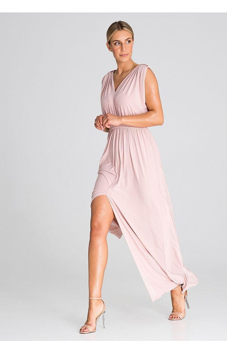 Chic Ruffle-Accented Maxi Dress with Pagon Details