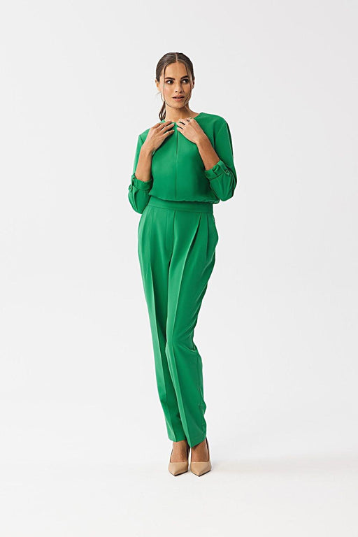 Sophisticated Slit Neck Jumpsuit with Stylish Accents