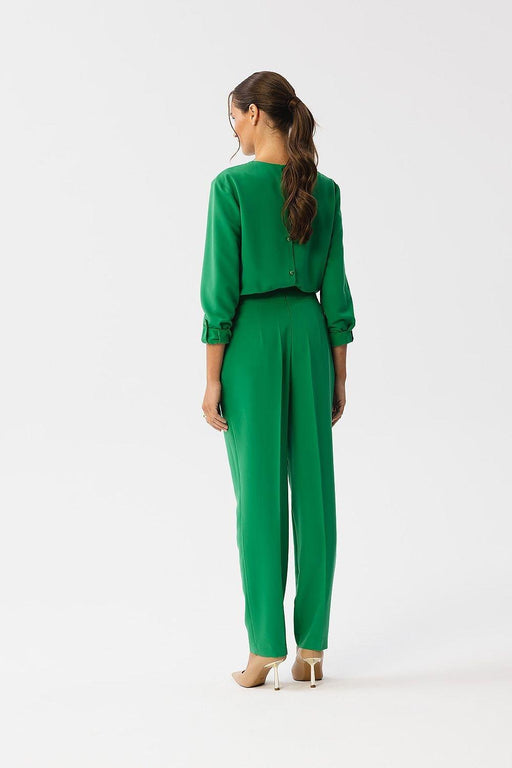 Sophisticated Slit Neck Jumpsuit with Stylish Accents