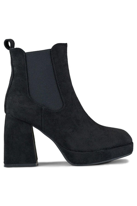 Elegant Black Suede High Heel Ankle Boots with Platform