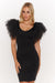 Alluring Black Ruffle Mini Dress with Golden Detailing