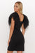 Alluring Black Ruffle Mini Dress with Golden Detailing