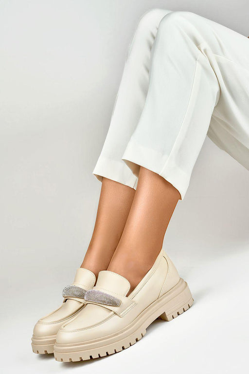 Stylish Platform Moccasins with Sparkling Accent