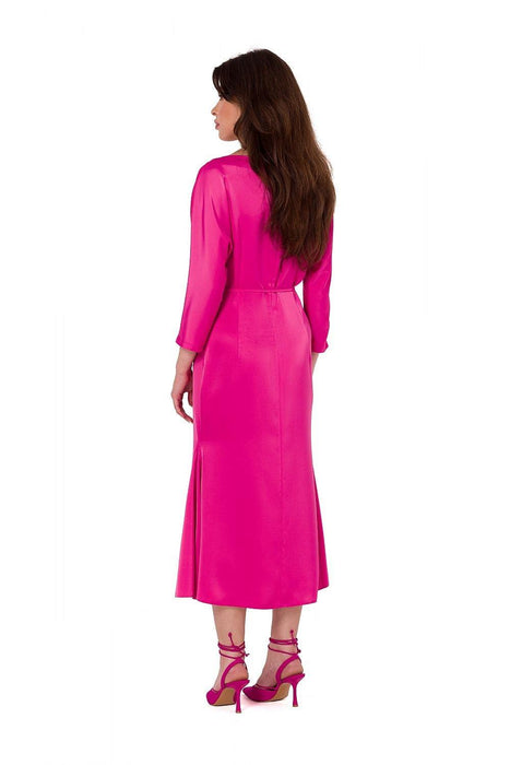 Chic Satin Midi Dress with Kimono Sleeves for Elegant Evenings