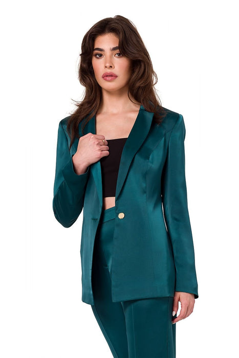 Elegant Satin Jacket with Luxe Padded Collar