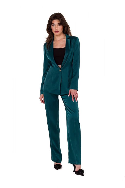 Elegant Satin Jacket with Luxe Padded Collar