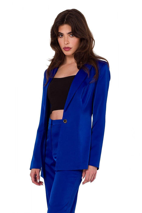 Elegant Satin Jacket with Luxe Padded Collar