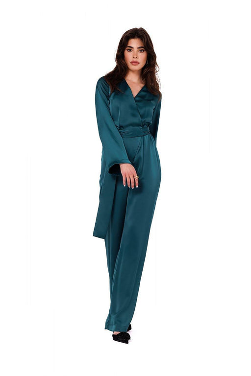 Sophisticated Satin Waist-Cinched Jumpsuit