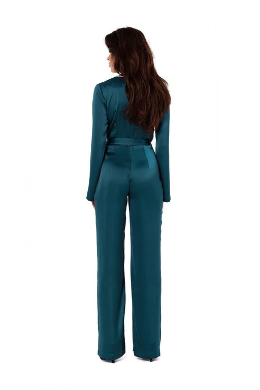 Sophisticated Satin Waist-Cinched Jumpsuit