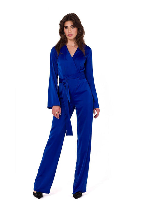 Sophisticated Satin Waist-Cinched Jumpsuit