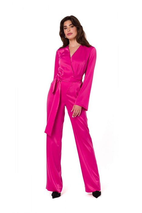 Sophisticated Satin Waist-Cinched Jumpsuit