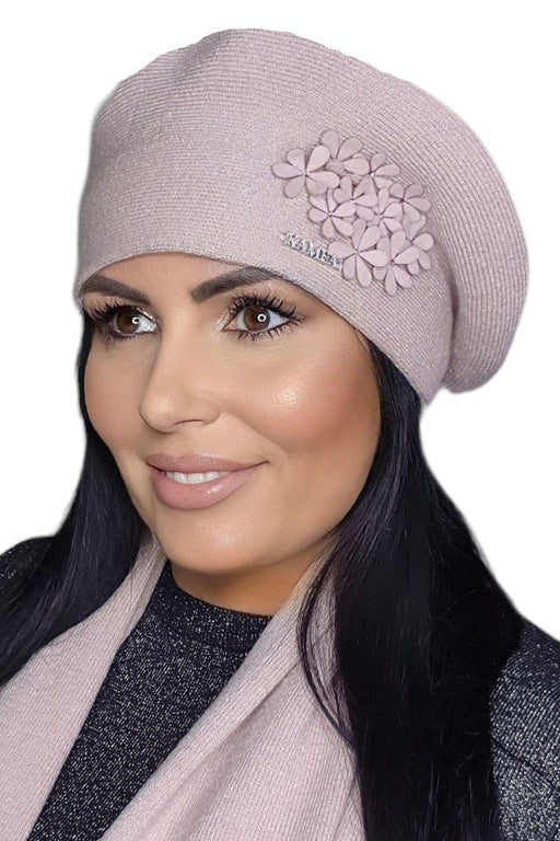 Elegant Floral Winter Beret