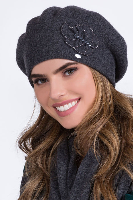 Chic Floral Embroidered Wool Beret