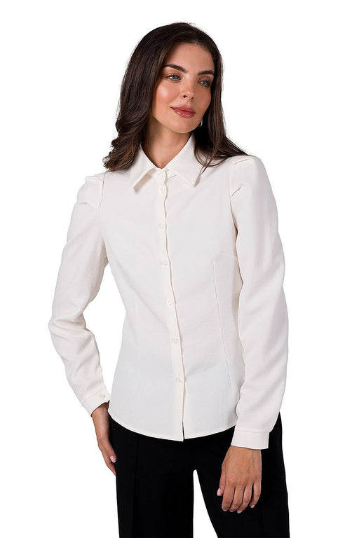 Sophisticated Long Sleeve Shirt with Chic Shoulder Accents by BeWear