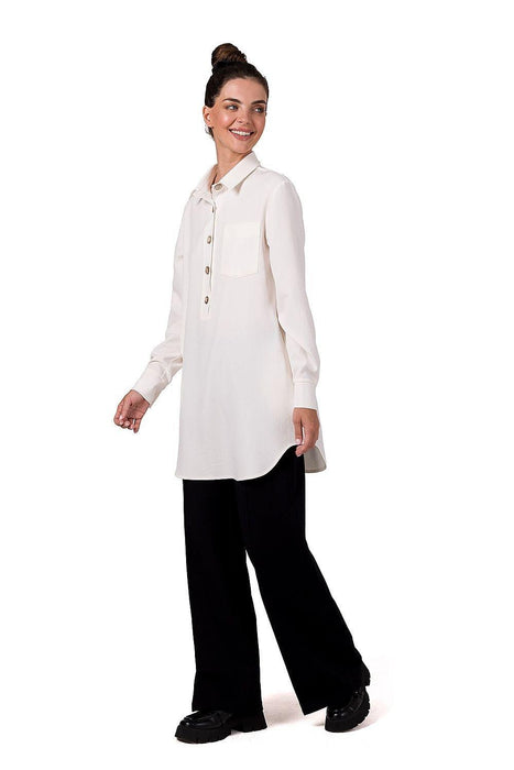 Chic Pleated Tunic with Convenient Front Pocket