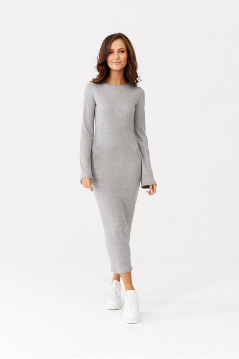 Elegant Ribbed Long Sleeve Daydress by Roco Fashion