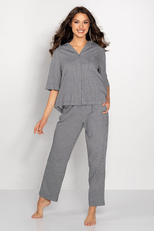 Chic Checkered Cotton Sleepwear Set