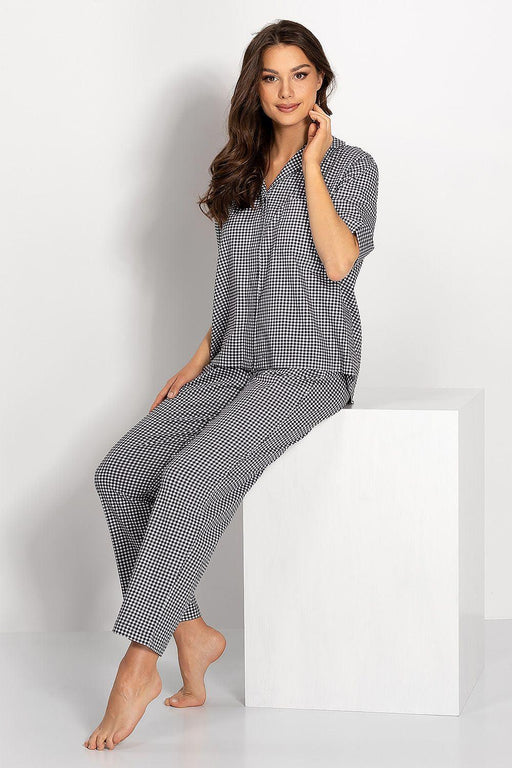 Chic Checkered Cotton Sleepwear Set