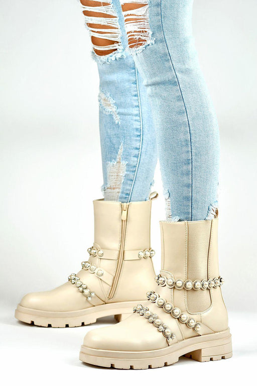 Chic Pearl-Accented Ankle Boots