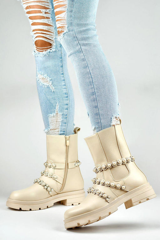 Chic Pearl-Accented Ankle Boots