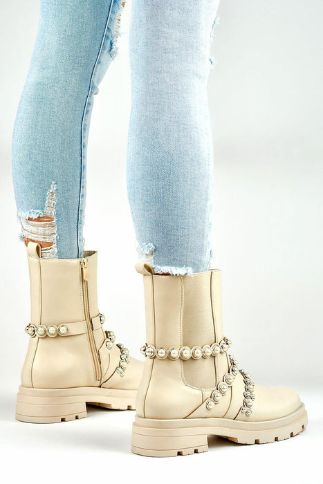 Chic Pearl-Accented Ankle Boots