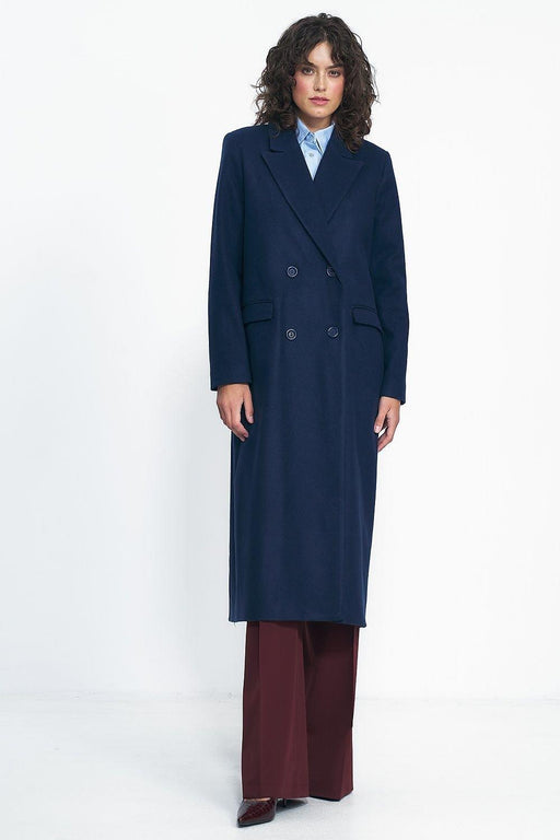 Sophisticated Black Overcoat with Dual Row Closure