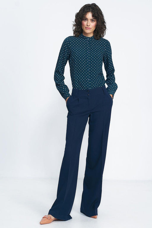 Chic Collared Long Sleeve Shirt with Pea Print for Effortless Autumn Style