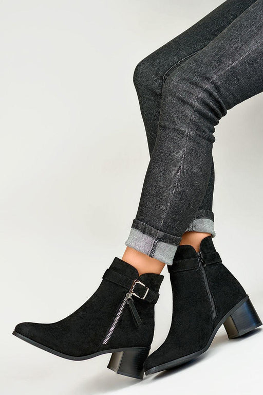 Sleek Eco-Friendly Heeled Booties with Plush Faux Fur Interior