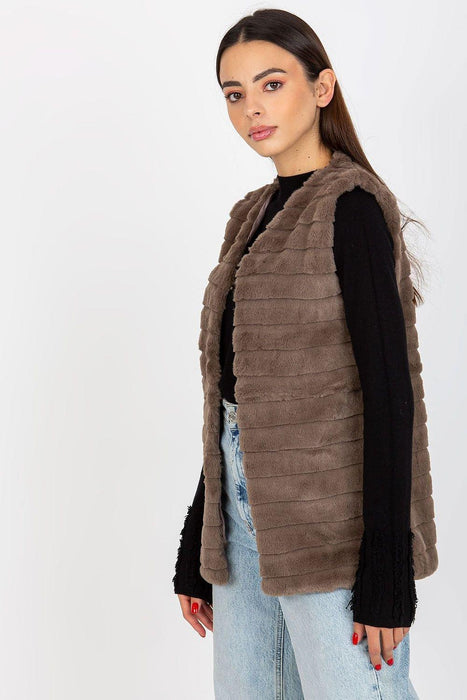 Chic Cream Faux Fur Vest with Elegant Hook Closure and Full Lining - Available in Multiple Sizes