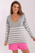 Sophisticated Melange Striped Long-Sleeve Knitwear