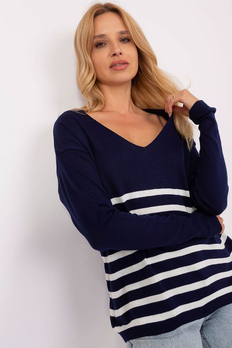 Sophisticated Melange Striped Long-Sleeve Knitwear