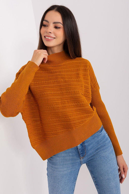 Trendy Textured Turtleneck Knit Sweater