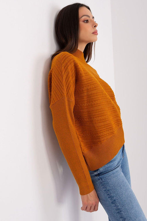 Trendy Textured Turtleneck Knit Sweater