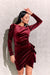 Elegant Velour Ruffled Mini Dress with Layered Hem