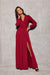 Glamorous Brocade Maxi Dress with Stylish Waist Belt and Eye-Catching Leg Cutout - Ideal for Elegant Events