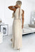 Sophisticated Beige Chiffon Midi Dress with Elegant Teardrop Cutout