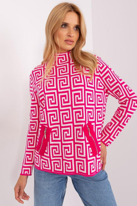 Trendy Geometric Patterned Women's Pullover Sweater