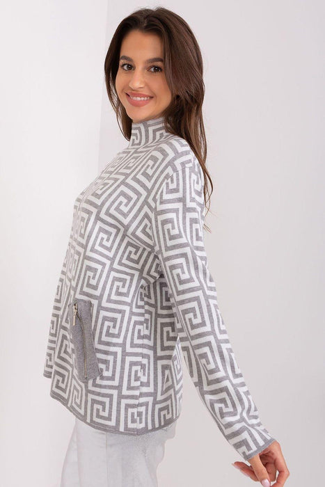 Trendy Geometric Patterned Women's Pullover Sweater