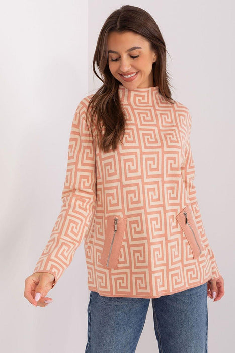 Trendy Geometric Patterned Women's Pullover Sweater