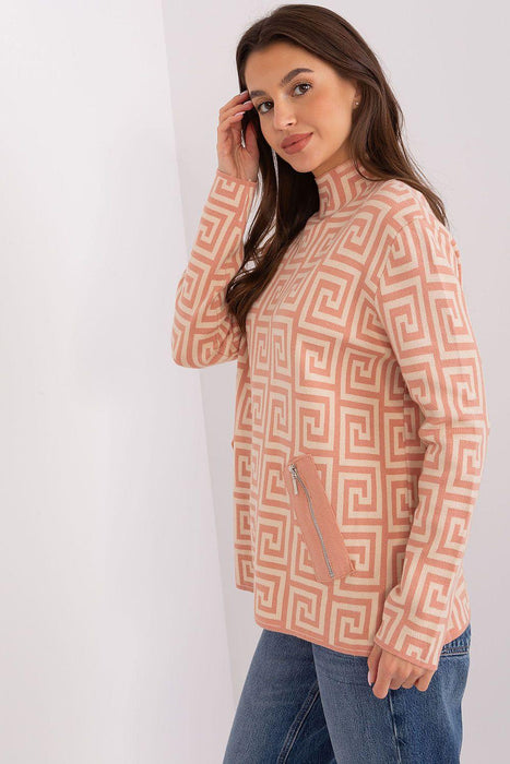 Trendy Geometric Patterned Women's Pullover Sweater